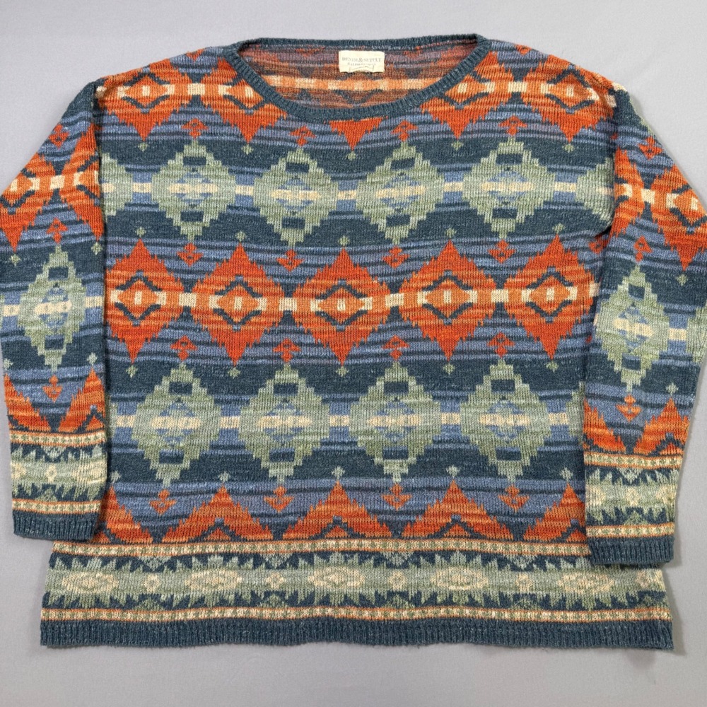 Denim & Supply‎ Ralph Lauren Sweater Womens Medium Blue Orange Southwest Aztec